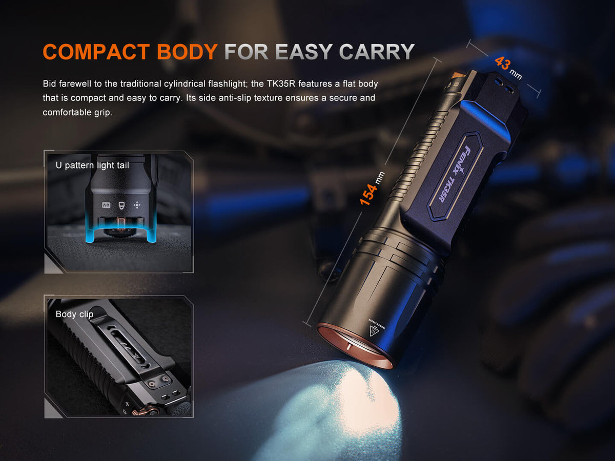 Fenix TK35R UV Light Rechargeable High-Performance Tactical Flashlight